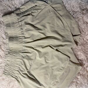 Beige Elastic Waist Shorts